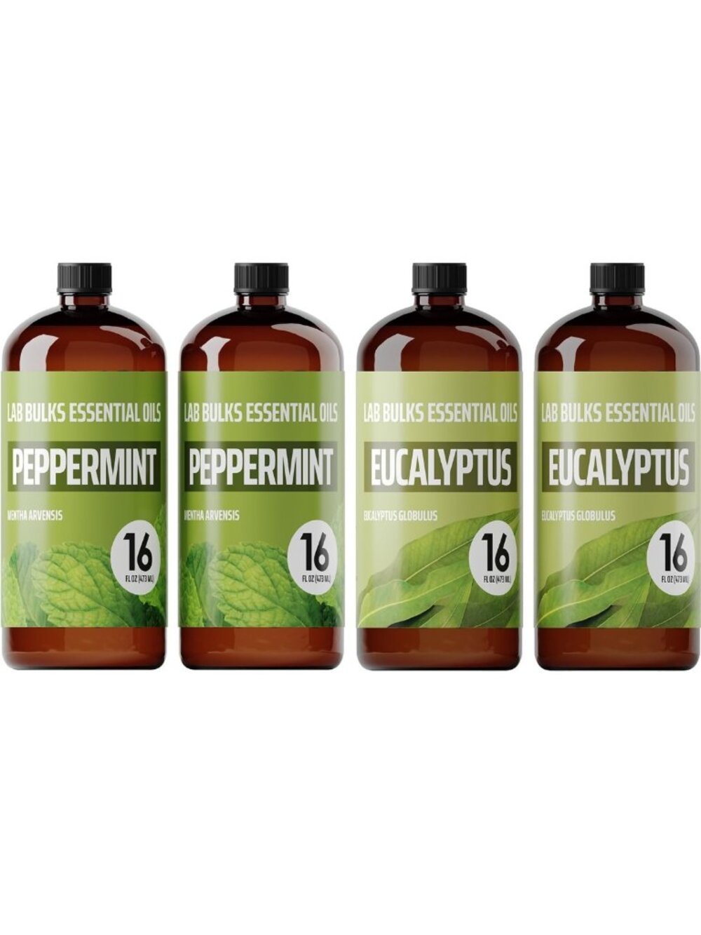 Peppermint & Eucalyptus Essential Oils Bundle - 16 oz for Diffusers